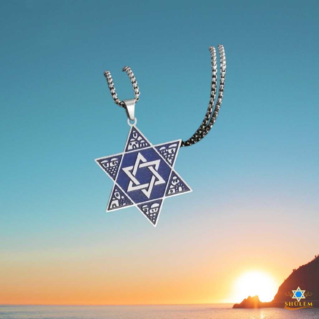 Collar Maguen David Lapislázuli bañado en plata - Imagen 3