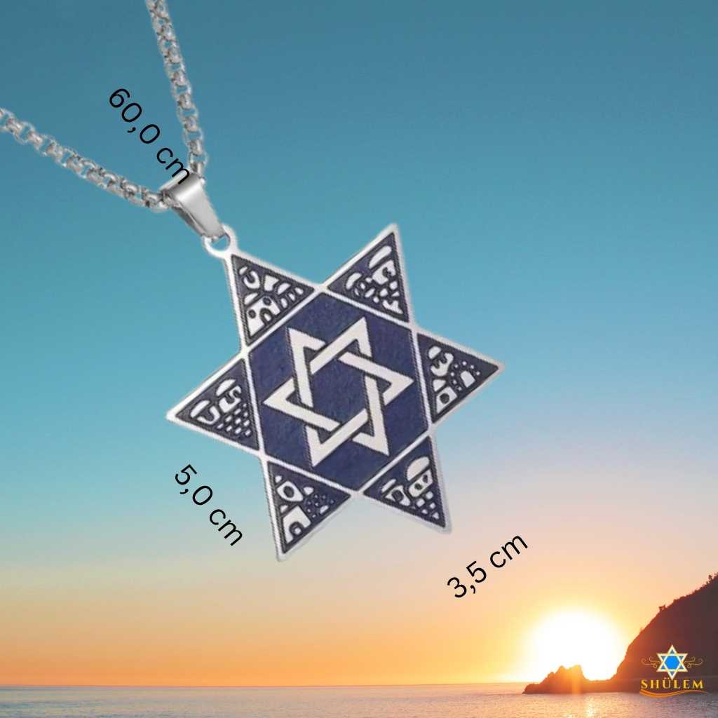 Collar Maguen David Lapislázuli y sus medidas