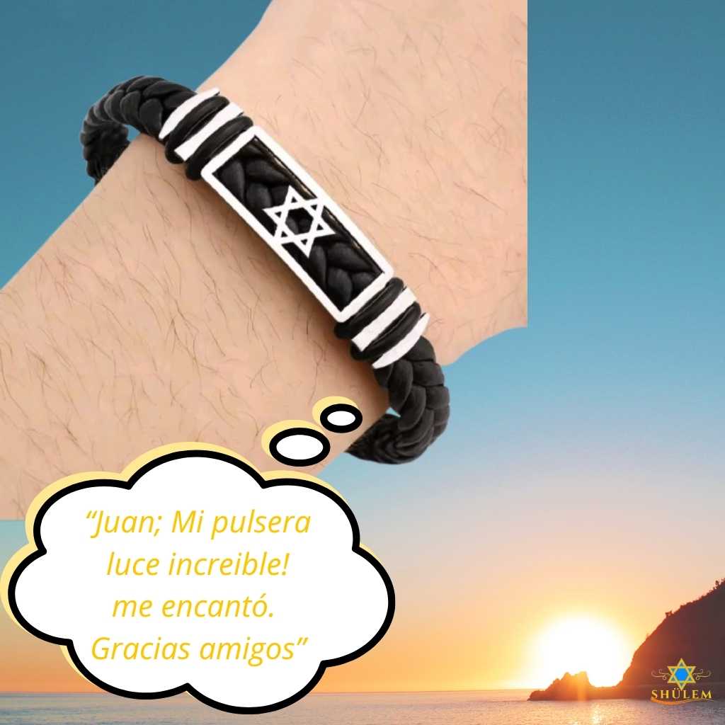 Pulsera de Varón cuero trenzado Maguen David - Imagen 3