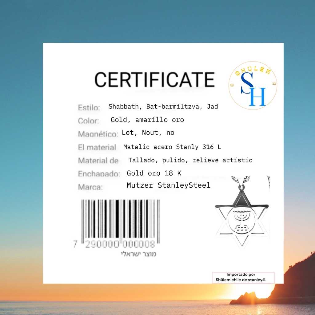 Collar hombre-mujer Estrella de David con Menorah - Imagen 5