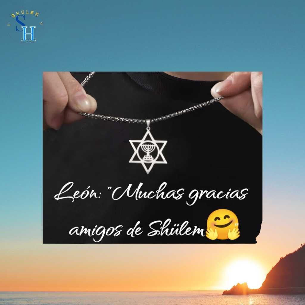 Collar hombre-mujer Estrella de David con Menorah - Imagen 4