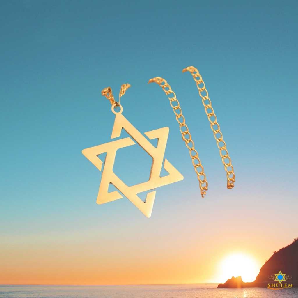 Collar Unisex Estrella de David Clásica bañada en oro 60cm - Imagen 2