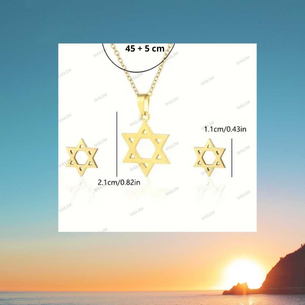 Conjunto Collar y Aros Estrella de David 2 - Imagen 4
