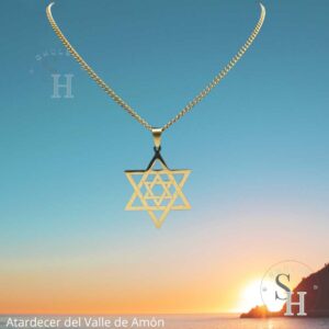 Collar Estrella de David unisex en oro, símbolo milenario de protección y espiritualidad, exclusivo de Shulem.cl