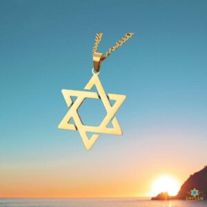 Collar Unisex Estrella de David Clásica Bañada en Oro