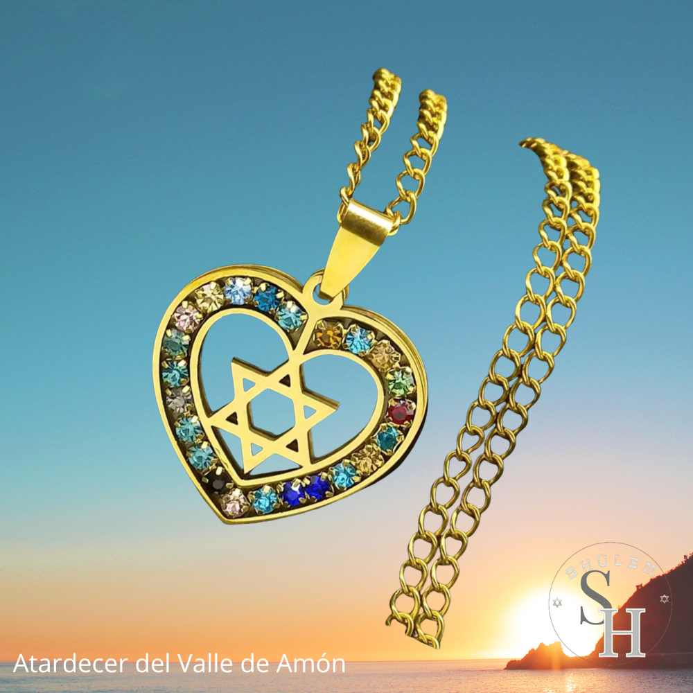 Colgante Premium Collar Ahav y Estrella de David
