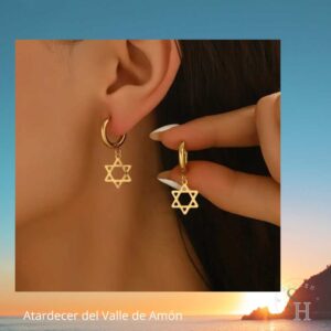 Aros Estrella de David circular en argolla